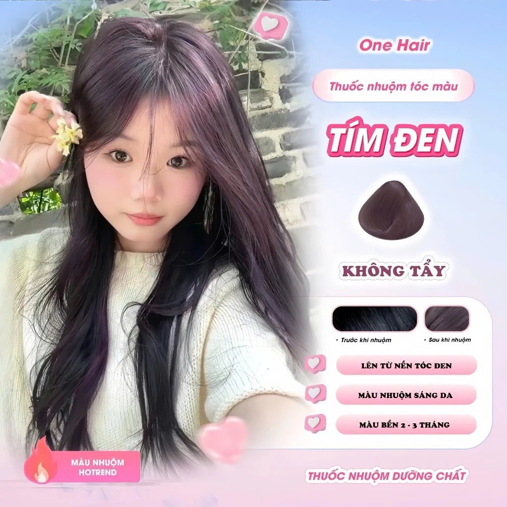Thuốc Nhuộm Tóc Màu TÍM ĐEN, Kông Tẩy- ONE HAIR
