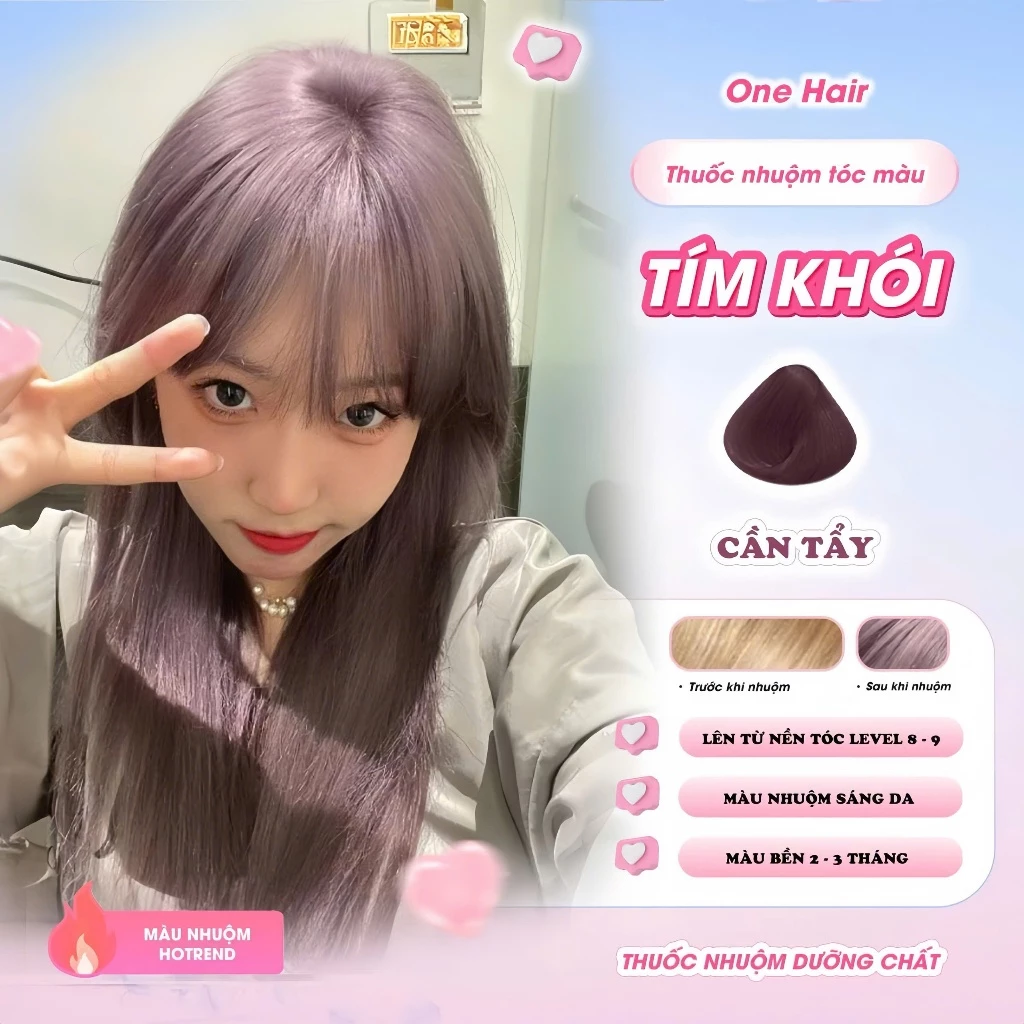 Thuốc Nhuộm Tóc Màu TÍM KHÓI, Cần Tẩy - ONE HAIR