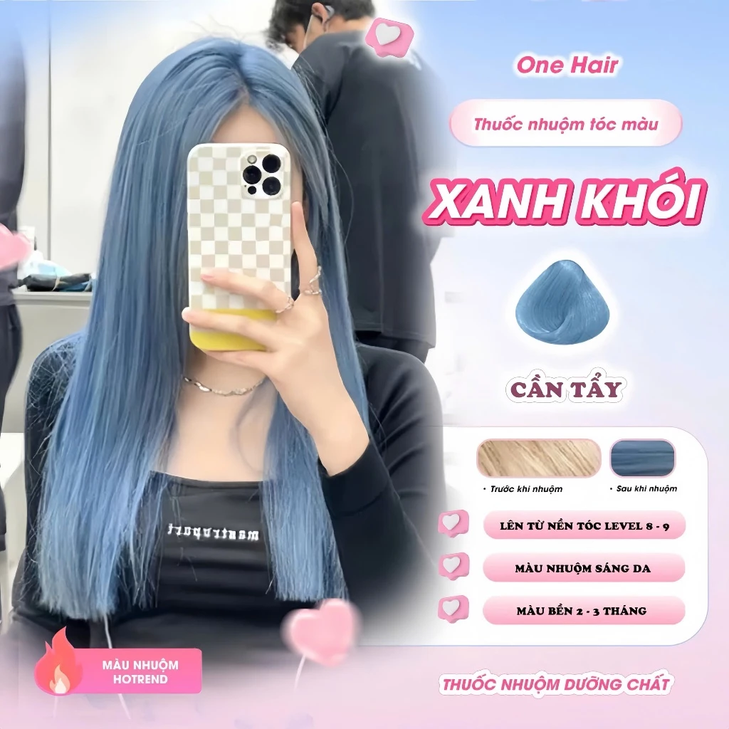 Thuốc Nhuộm Tóc Màu XANH KHÓI, Cần Tẩy - ONE HAIR