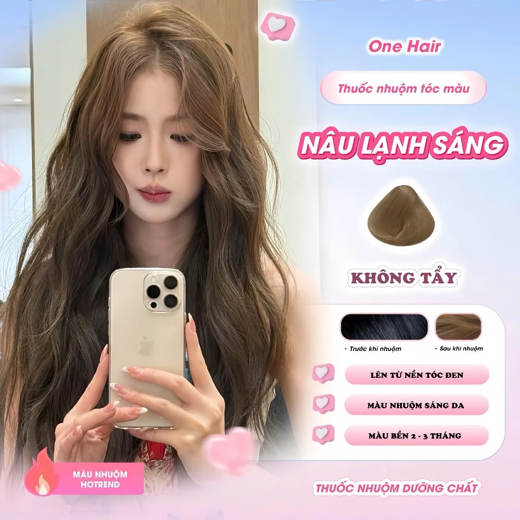 Thuốc Nhuộm Tóc Màu Nâu Lạnh Sáng, Không Tẩy - ONE HAIR