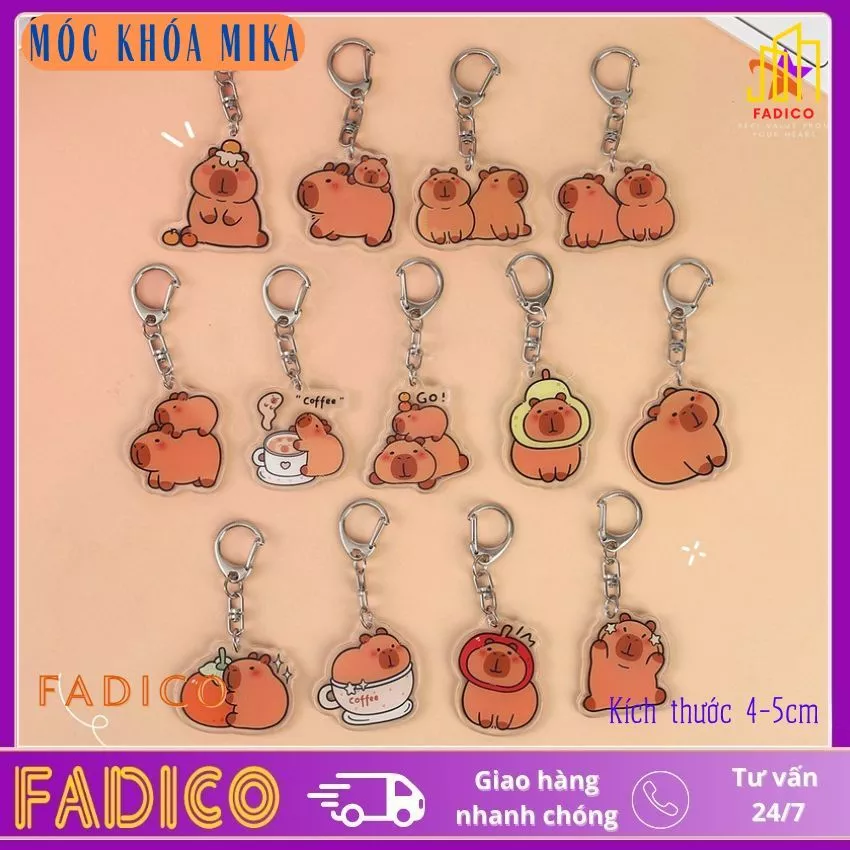 SỈ móc khóa MICA,móc treo balo túi xách hình CAPYBARA kích thước 4-5cm nhựa acrylic-FADICO