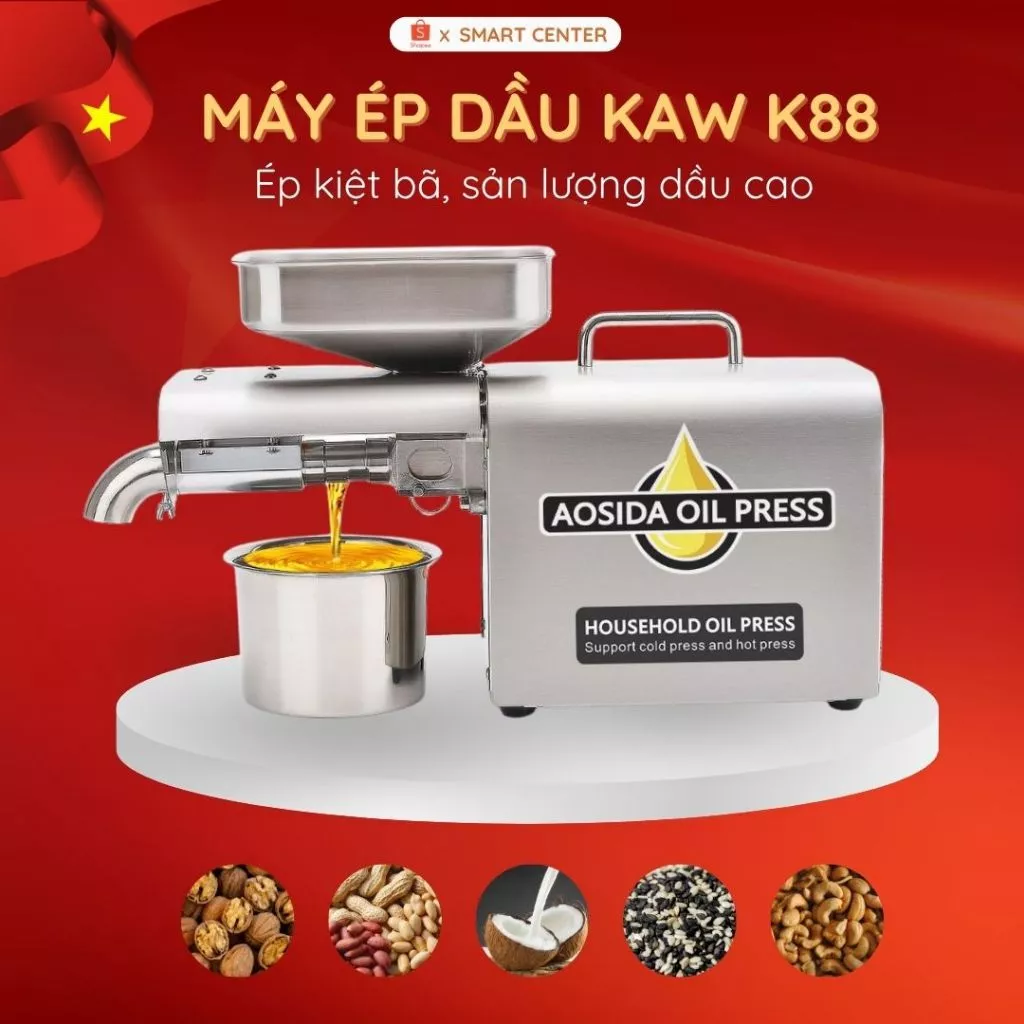 Máy Ép Dầu KAW K88 - Điều Chỉnh Nhiệt Độ, Công nghệ Ép Chậm, Sản Lượng Dầu Cao, Ép Kiệt Bã