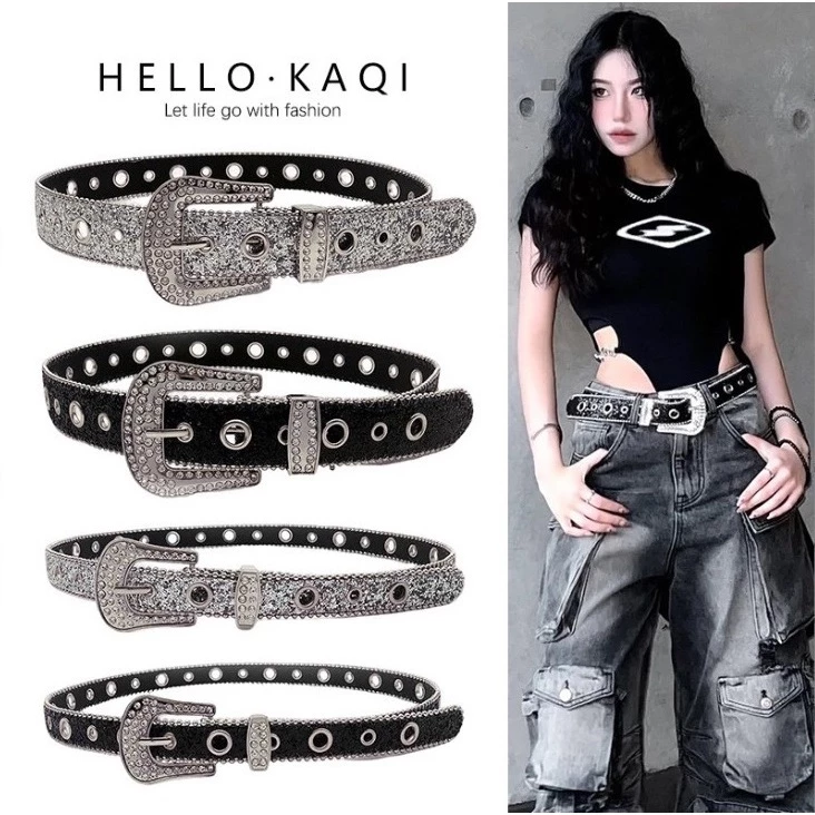 [CÓ SẴN] Thắt Lưng  Đính Đá Y2K Nam Nữ, Dây Nịt Nam Nữ Đính Đá Phong Cách Âu Mỹ Cao Cấp Bản To Và Bản Nhỏ - TLDĐá001