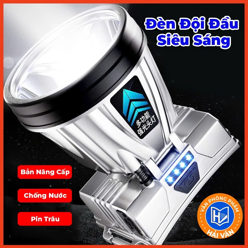 Đèn Đội Đầu Siêu Sáng, Chống Nước Tiện Lợi , Pin Trâu 2in1 Kiêm Sạc Dự Phòng Cổng Sạc UBS/TYPE-C Dùng Sạc Điện Thoại