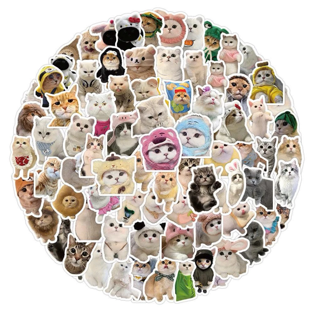Miếng dán Sticker hình mèo meme 2 dễ thương emoji DIY hình dán graffiti mèo cute