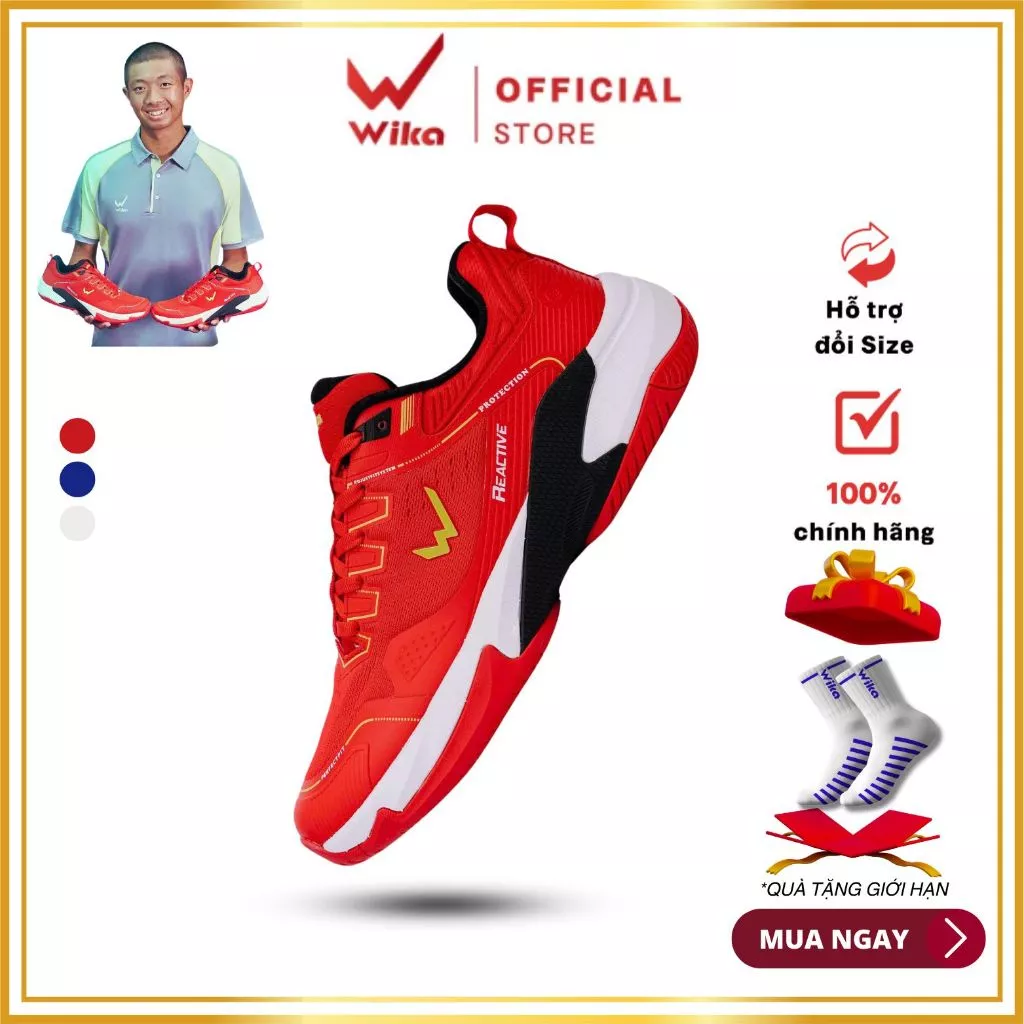 Giày Pickleball Wika Ruta Quang Dương, Đệm Wi-Cloud êm ái vượt bậc, Bộ đế chống mài mòn bám sân