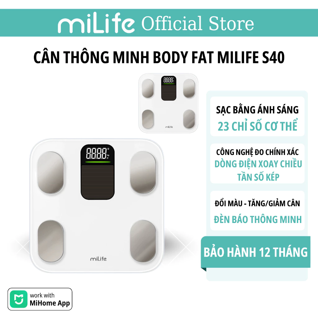 Cân Điện Tử milife Smart Body Fat Scale S40/ Cân Điện Tử milife S20,Trợ Lý Sức Khỏe,Bác Sĩ Gia Đình