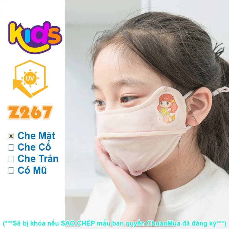 Khẩu Trang Cho Bé Vải Chống nắng Từ 3 - 8 Tuổi Có Họa Tiết Dễ Thương ( Vải Mềm Mại Thoáng Khí Dây Đeo Co Giãn )