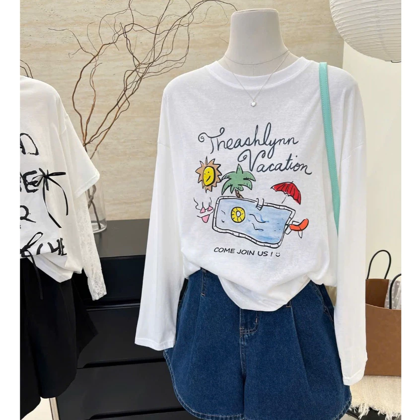 ÁO THUN TAY DÀI FORM RỘNG DỄ THƯƠNG HÀN QUỐC - ÁO THUN TAY DÀI CHẤT THUN XƯỢC COTTON DÀY DẶN