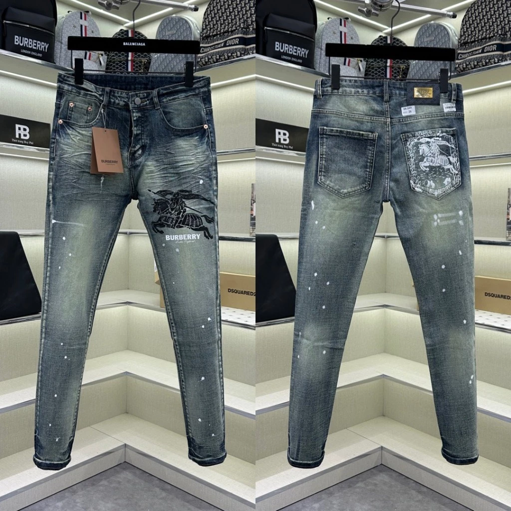 Quần JEAN Nam Boy Phố Thánh Gióng Slimfit Nâu Đất rách tua lót da Quần bò nhiều da đen bản đẳng cấp