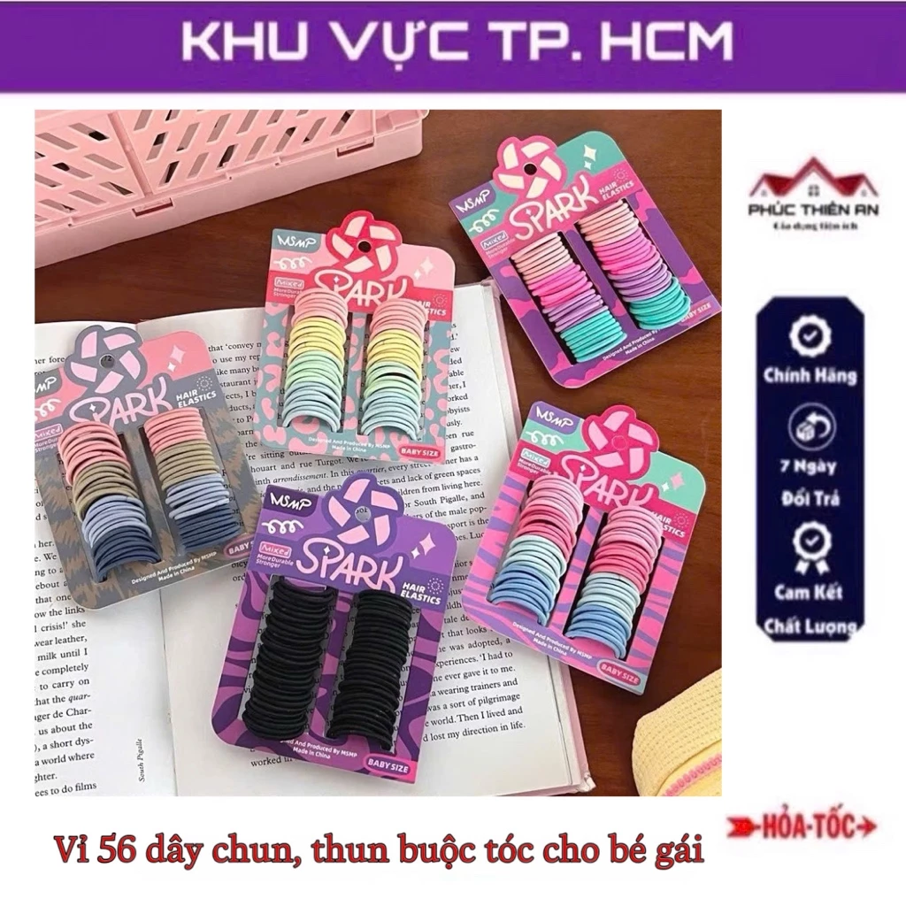 Vỉ 50 dây chun, thun buộc tốc cho bé gái, nhiều màu sắc siêu dễ thương, tiện dụng