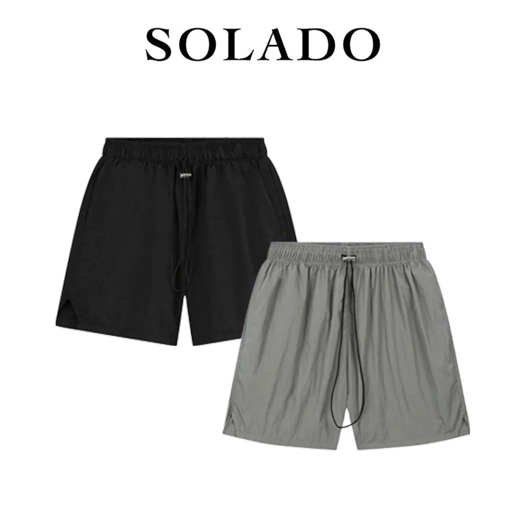 Quần Short Dù Nhăn SOLADO Cạp Chun From Suông Trên Gối Vải Mềm Mịn QS09