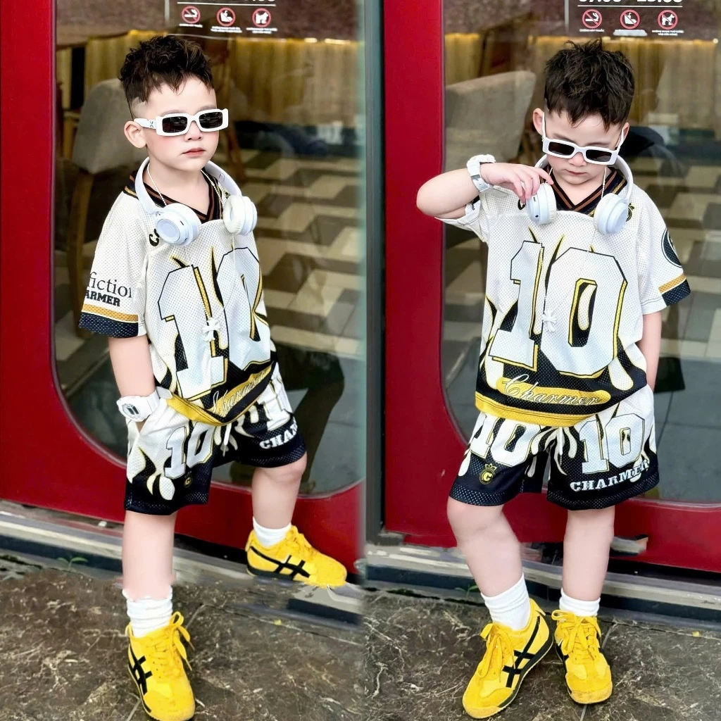 Bộ Quần Áo Thể Thao In Số 10 Phong Cách Boy Phố Mùa Hè Dành Cho Bé Trai , Size 9-40kg Chất Liệu Vải Thông Hơi(In Số 10)