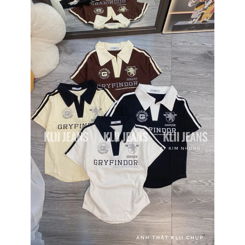 Áo thun cộc tay cổ trụ polo phối(in GRYFINDOR) borip xịn🌷KLii sẵn