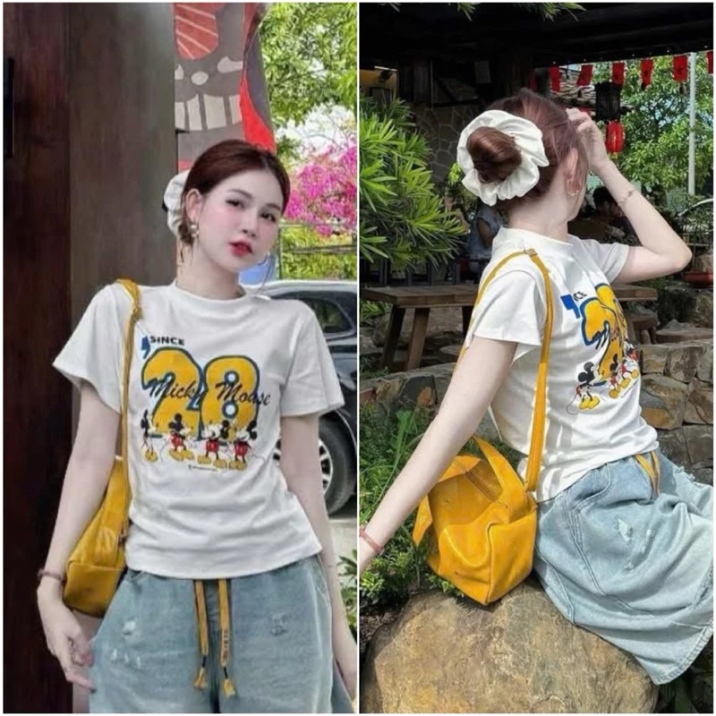 Áo thun cộc tay babytee phom vừa(in chuột 28) siêu đẹp🌷KLii sẵn