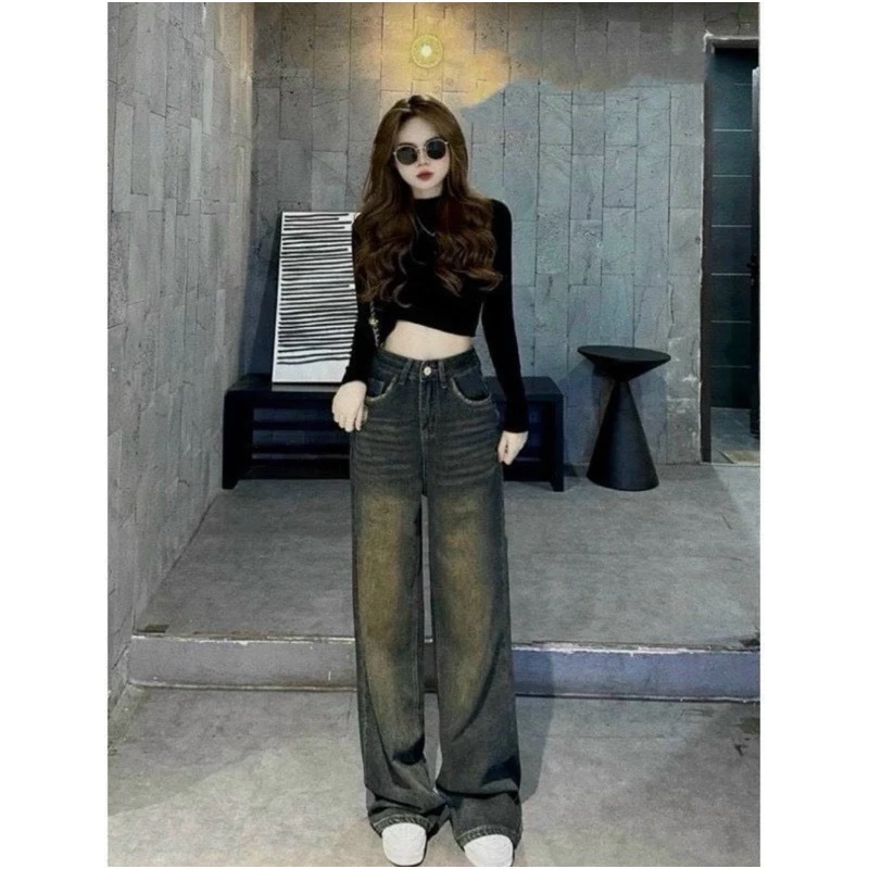Quần jeans suông rách túi sau cực hot, quần bò nữ mài đùi lưng cao kiểu dáng thời trang hottrend mã QS19