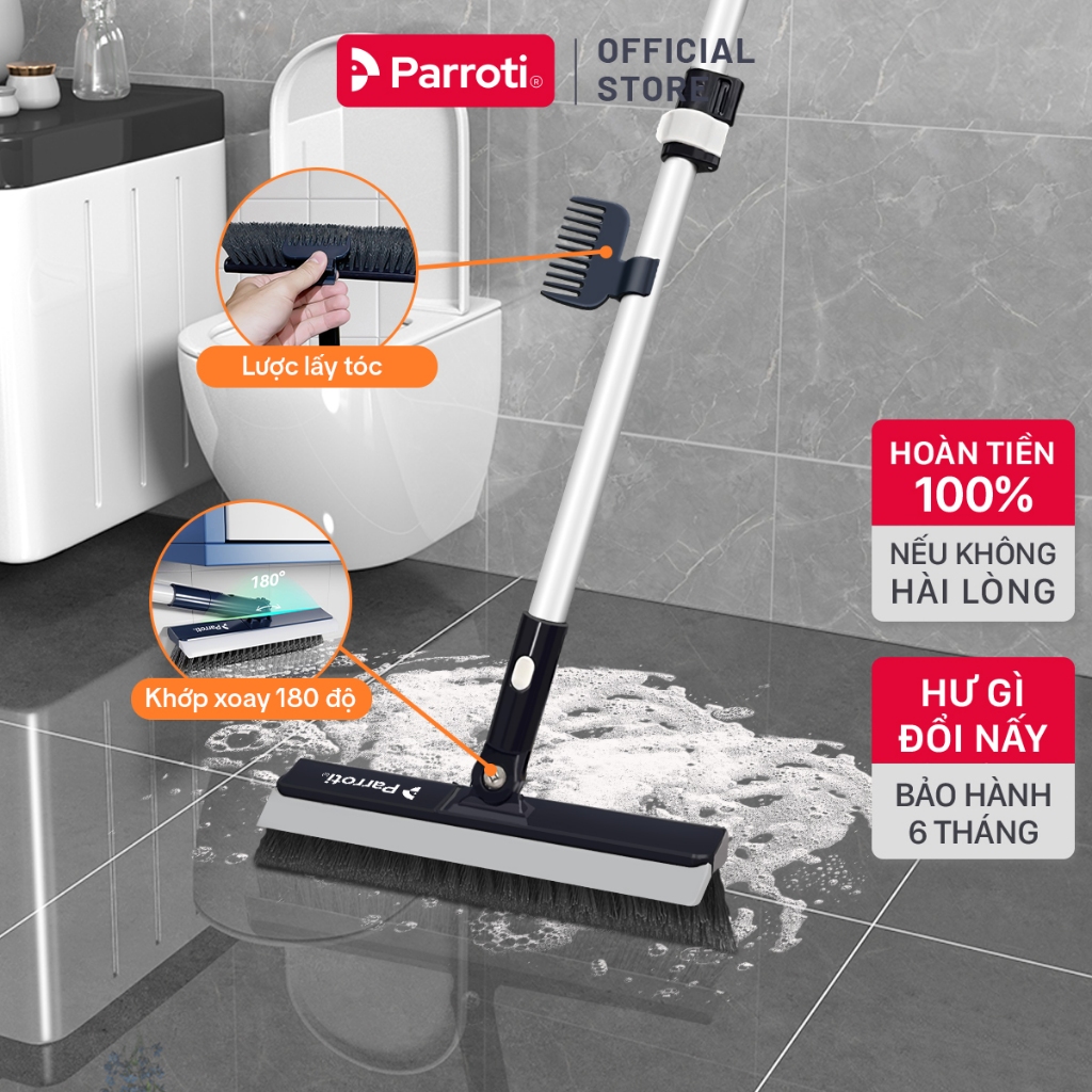 Cây chà sàn nhà tắm, chổi cọ sàn và gạt nước 2 trong 1,Cán Nhôm Cao Cấp, Không…