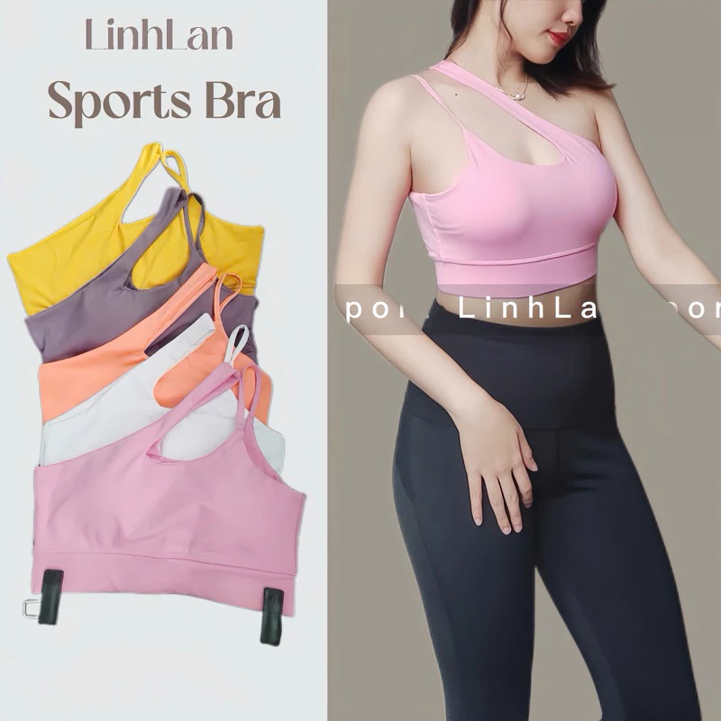 Áo Bra Áo Lót Nữ Lệch Vai Tập Gym Tập Yoga Aerobic Tập thể Thao cao cấp Kèm Mút