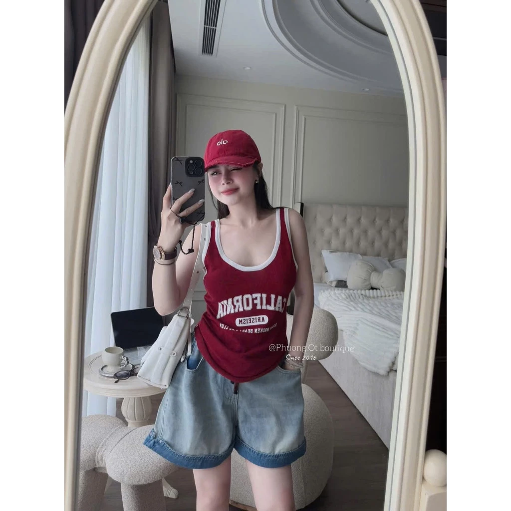 Áo nữ ba lỗ thể thao cotton phối viền kiểu dáng unisex năng động.H41