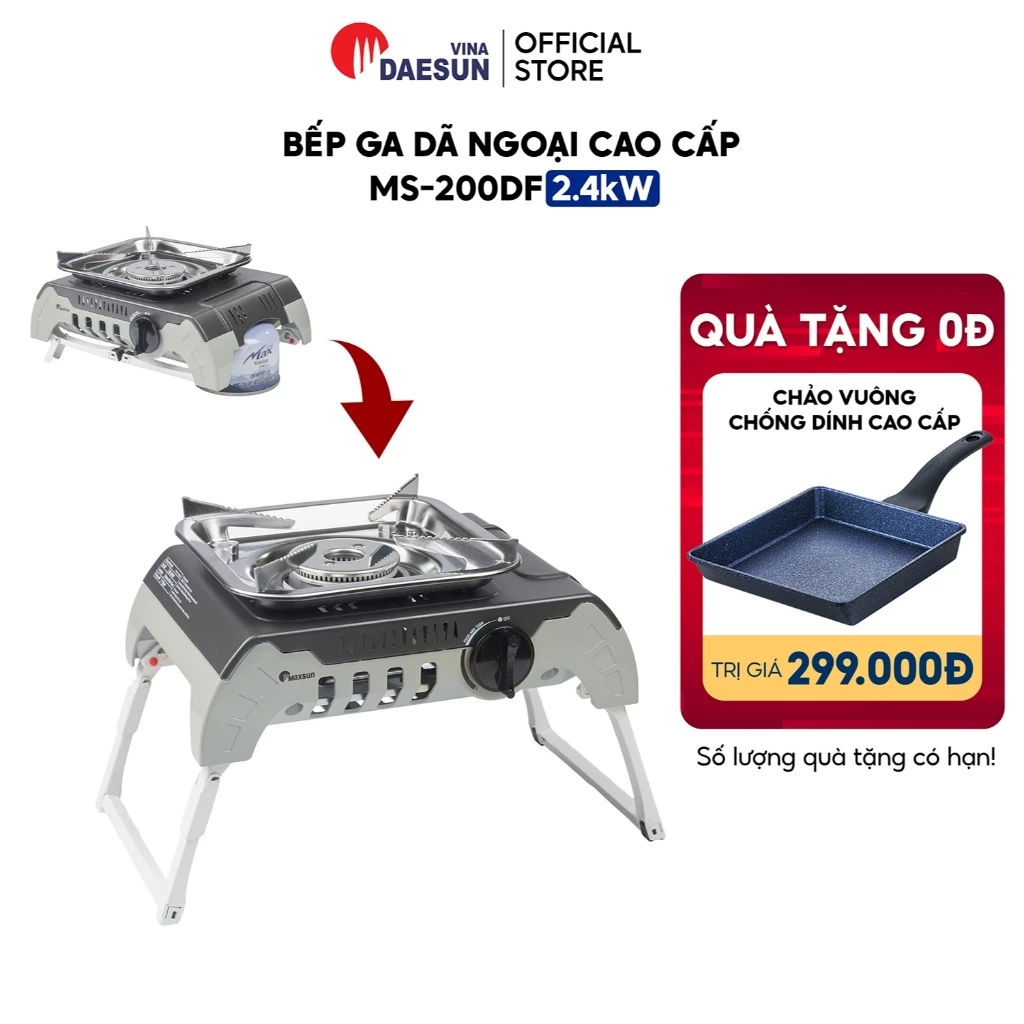 Bếp Ga Dã Ngoại Maxsun MS-200DF - Công Suất 2.4kW | Du Lịch, Dã Ngoại, Cắm Trại | Công Nghệ 2 Vòng Lửa | Bảo Hành 1 Năm