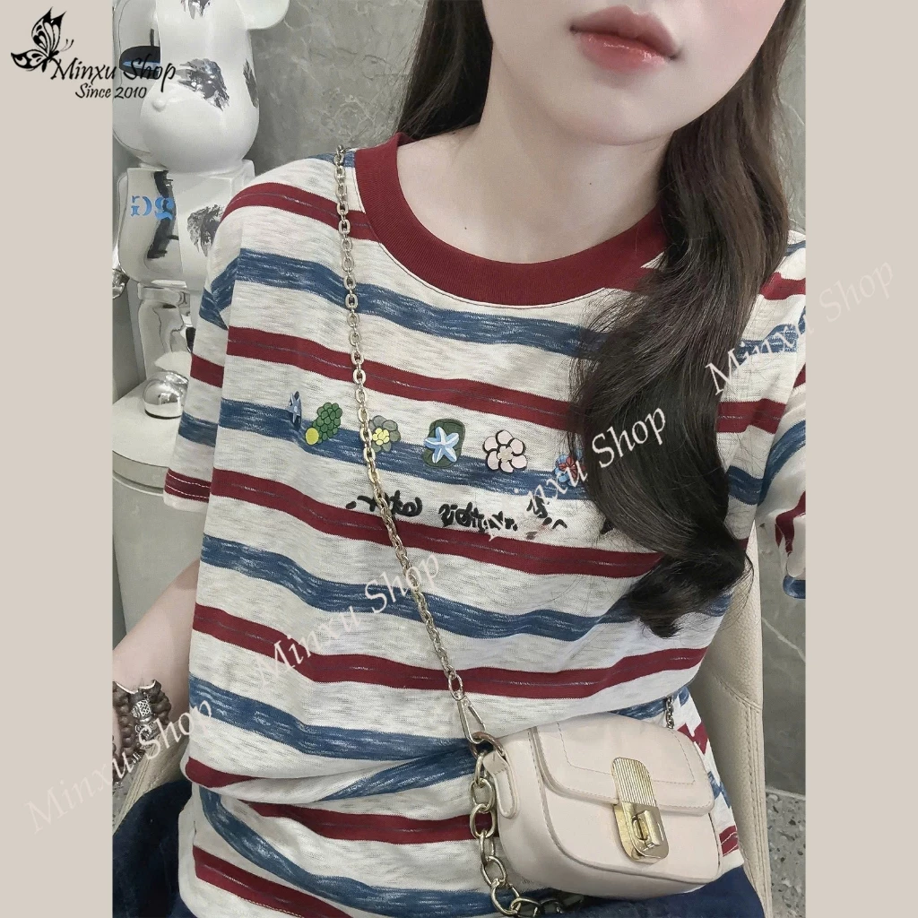 Áo Phông Giấy Mỏng Nhẹ Mát In Hình Hoa Nhỏ Mác THE ONE Hàng QC Minxu Shop CK88