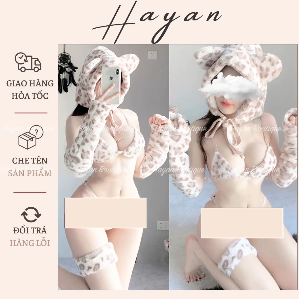 CP20 Cosplay da báo đốm đáng yêu, bộ đồ mèo kèm mũ quyến rũ gợi cảm CP20