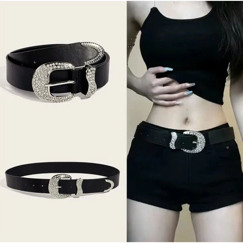 Thắt Lưng Nữ, Dây Nịt Nữ Thiết Kế Cổ Điển Phong Cách Gợi Cảm , Dây Lưng Đính Đá Màu Đen ,Phụ Kiện Dễ Phối Đồ - HATLN0043