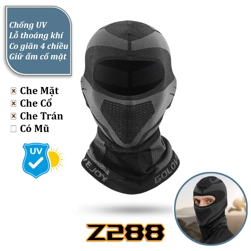 Mũ Trùm Ninja Kín Mặt Chống Giữ Ấm Khăn Ống Đa Nắng Đi Phượt (Thấm Mồ Hôi Đội Nón Bảo Hiểm Thoáng Khí Có Giãn 4 Chiều
