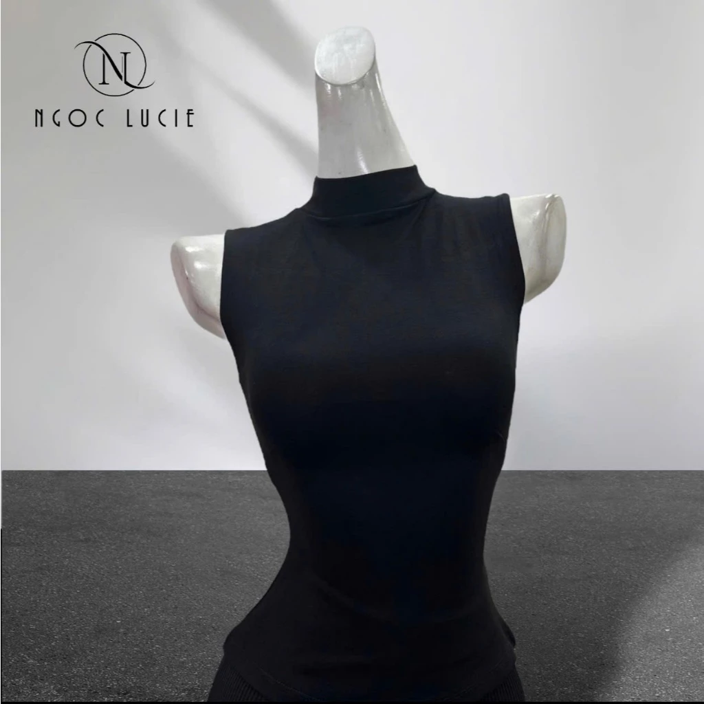 A168 - Áo Cổ Lọ Sát Nách Vải Bozip - Ngọc Lucie Nữ Top
