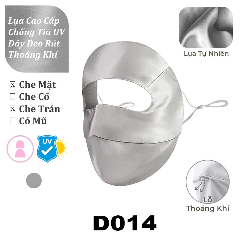 Khẩu Trang Chống Tia FULL Mặt Vải Lụa Tơ Tằm Cao Cấp Có Lỗ Thoáng Khí - Mặt Nạ Ninja Che Kín Mặt