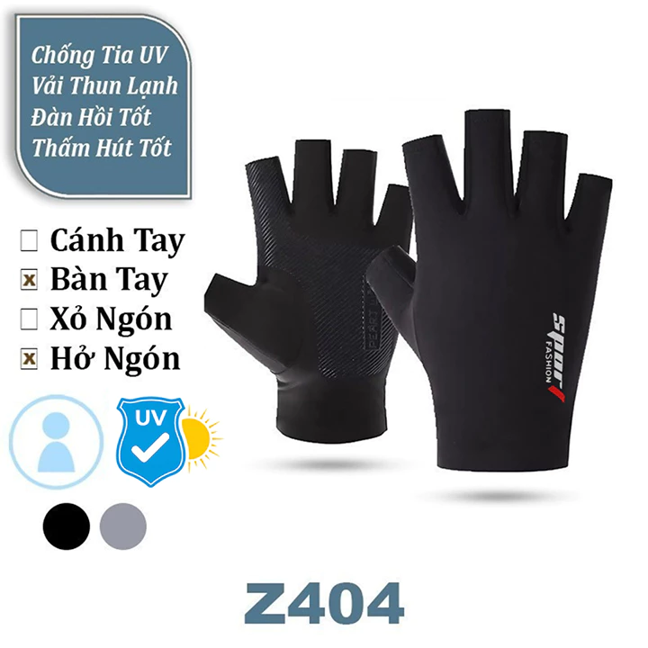 Găng Tay Chống Nắng Nam Xỏ Ngón Thun Lạnh Co Giãn Thoáng Khí Tốt ( Bao Tay Đen Cảm Ứng Chống Trượt )
