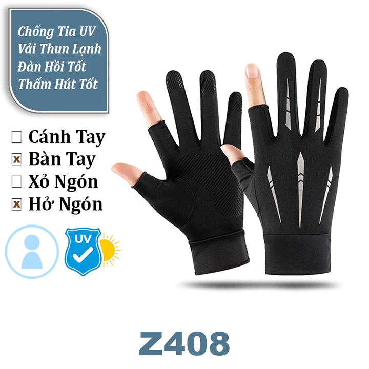 Bao Tay Chống Nắng Dày Hở Ngón Vải Đàn Hồi Thoáng Khí Tốt ( Găng Tay Phượt Nam Chống Trượt Cảm Ứng Điện Thoại Tiện Lợi )