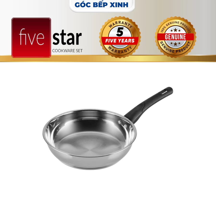 CHẢO 3 ĐÁY LÒNG INOX 430 FIVESTARS CAO CẤP (đủ size)