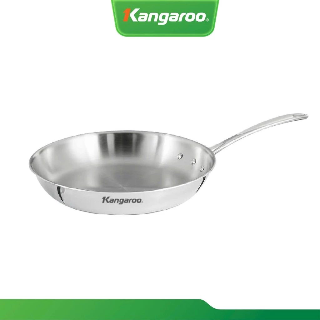 Chảo Inox liền khối đa lớp chống dính tự thân Kangaroo KGFPD1NE kích thước 20-24-26cm - Inox 304