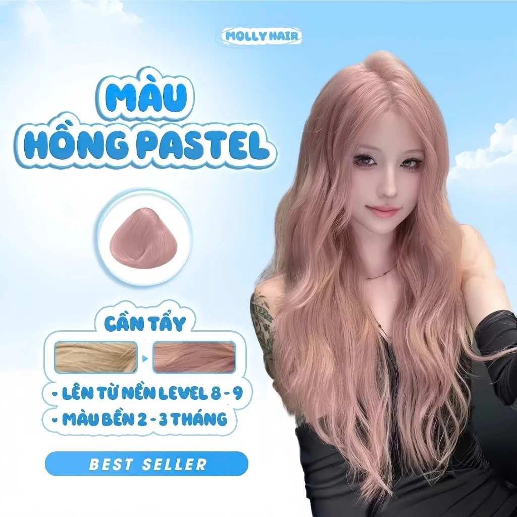 Thuốc Nhuộm Màu HỒNG PASTEL, Cần Tẩy - MOLLY HAIR