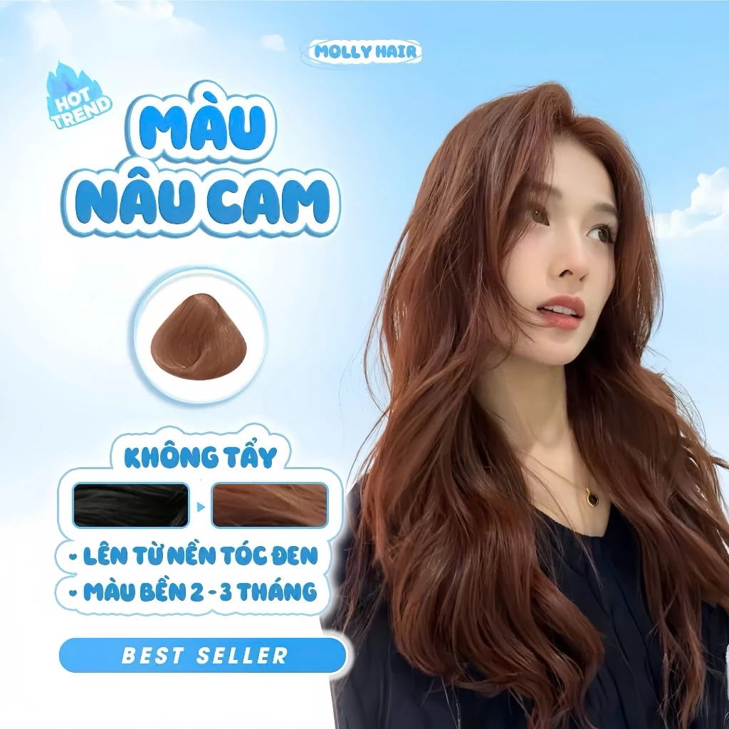 Thuốc Nhuộm Tóc Màu NÂU CAM, KHÔNG TẨY - MOLLY HAIR
