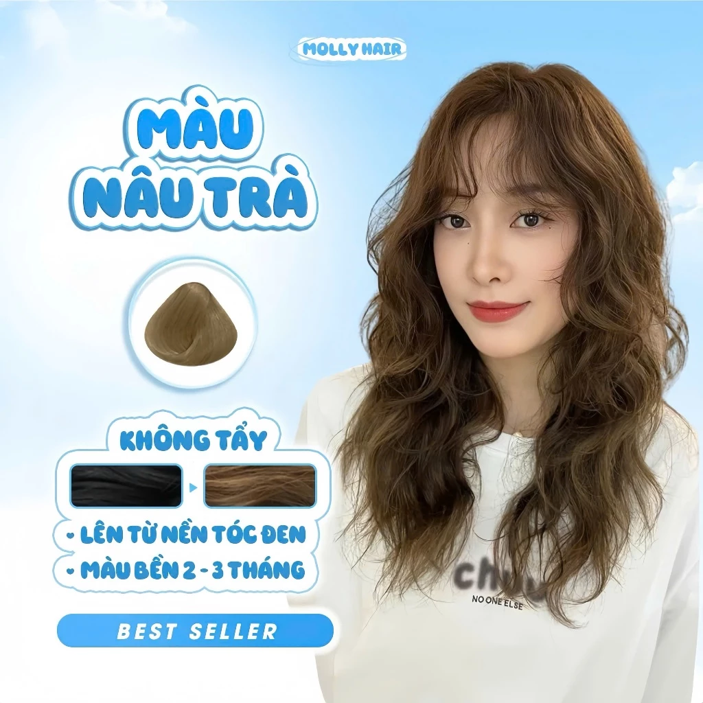 Thuốc Nhuộm Tóc Màu NÂU TRÀ, Không Tẩy - MOLLY HAIR