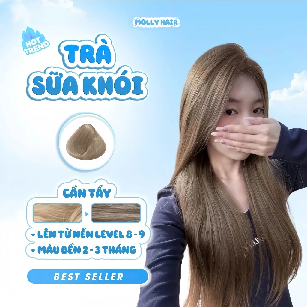 Thuốc Nhuộm Tóc Màu TRÀ SỮA KHÓI, CẦN TẨY - MOLLY HAIR