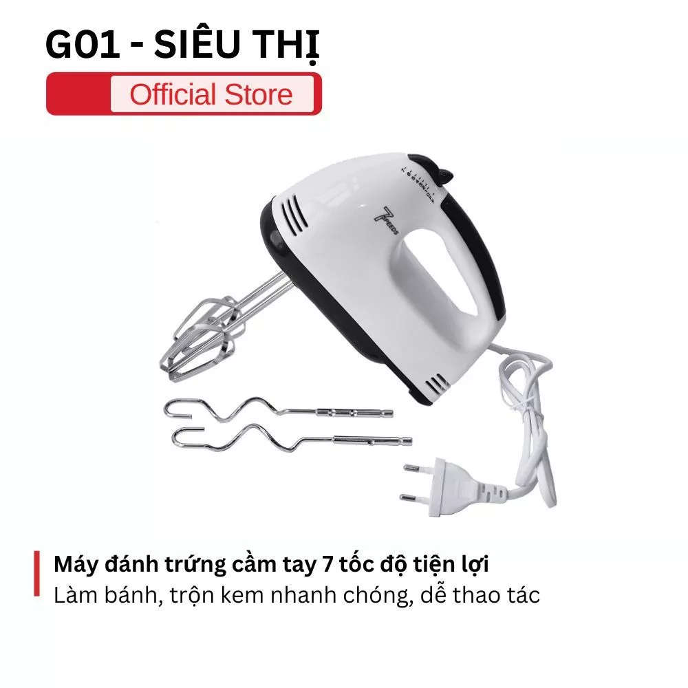 Máy đánh trứng kem bơ cầm tay 5 tốc độ, làm bánh G01