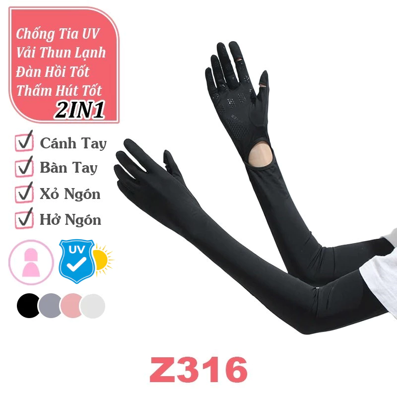 Găng Tay Chống Nắng Thời Trang Silicon Chống Trượt Có Thể Hở Ngón Vải Thun Lạnh ( Bao Tay Xe Máy Đa Năng Tiện Lợi )