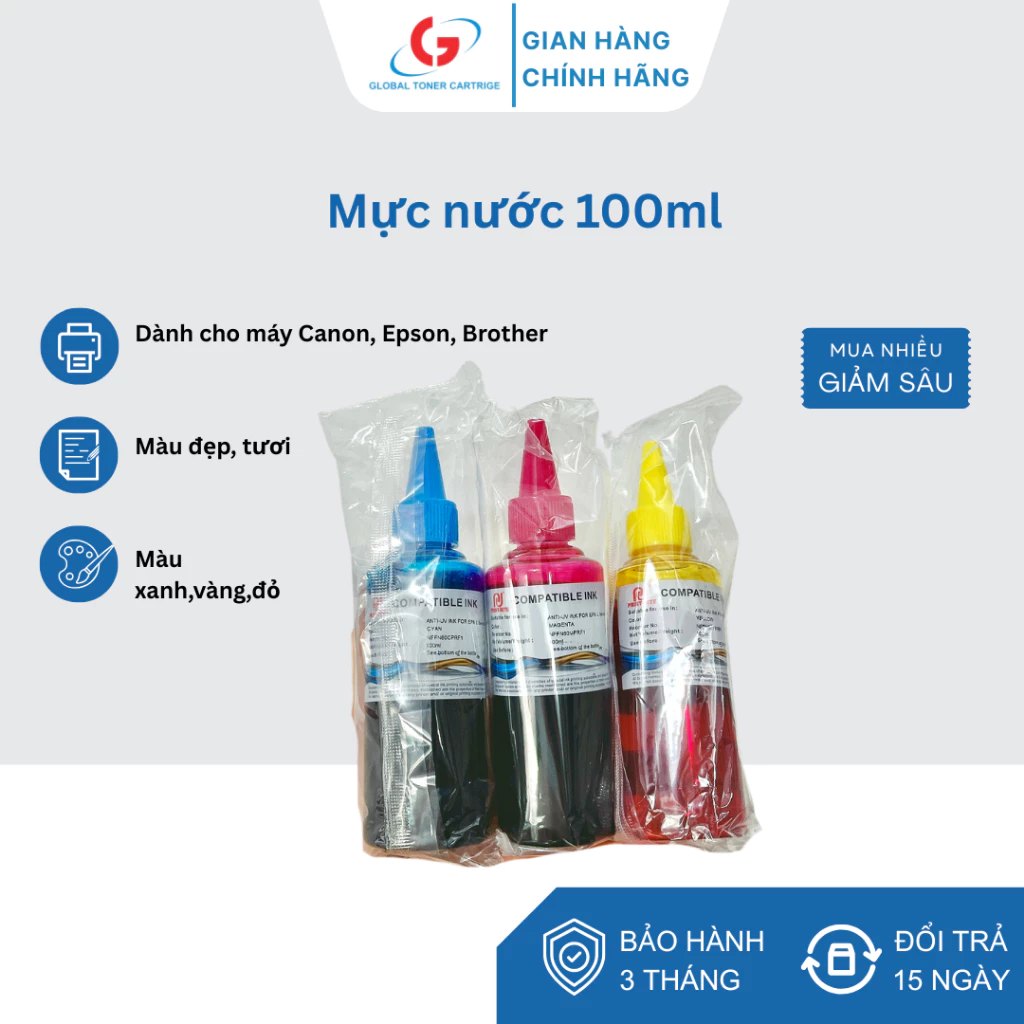 Mực nước in phun Dành cho Canon/Epson/Brother (100ml)