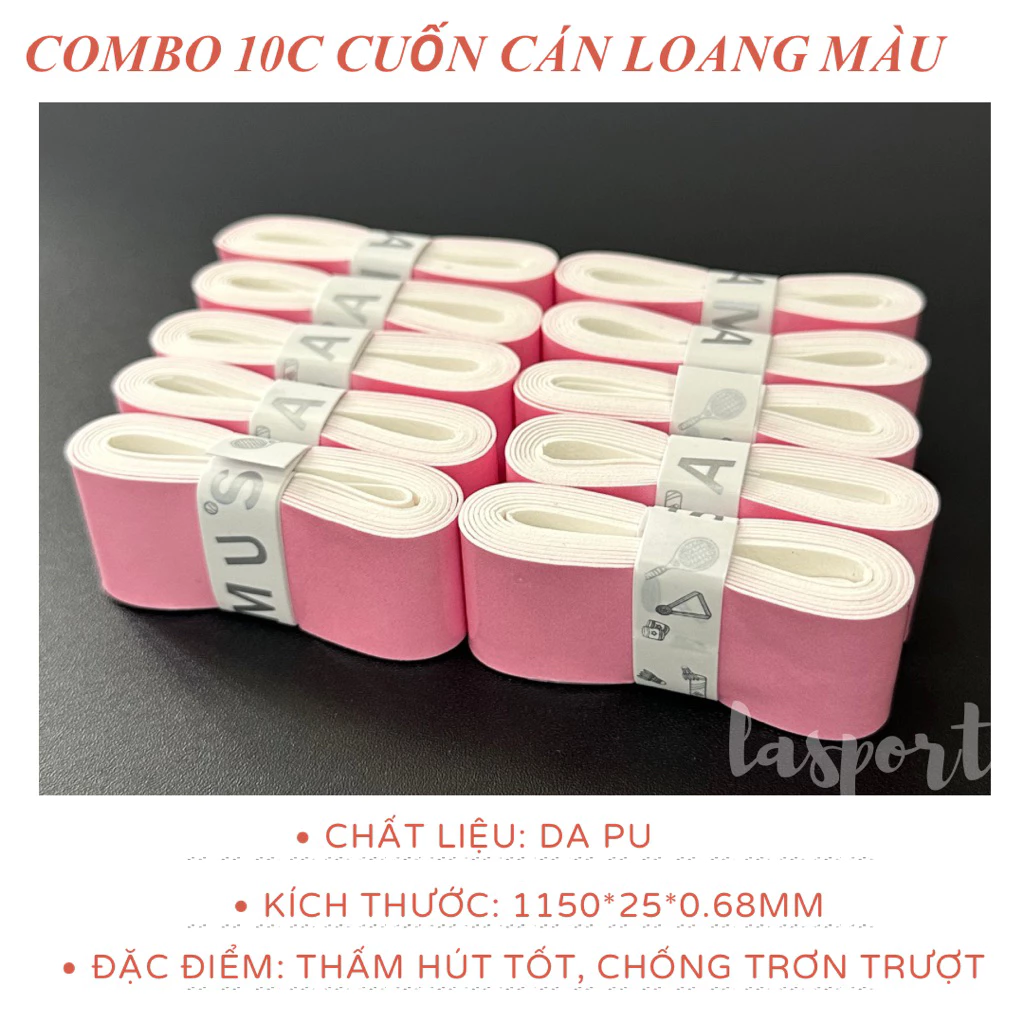 Combo 10chiếc cuốn cán Loang Màu Gardient, cuốn cán vợt cầu lông, pickleball thấm hút mồ hôi tặng kèm 1 cuốn cốt