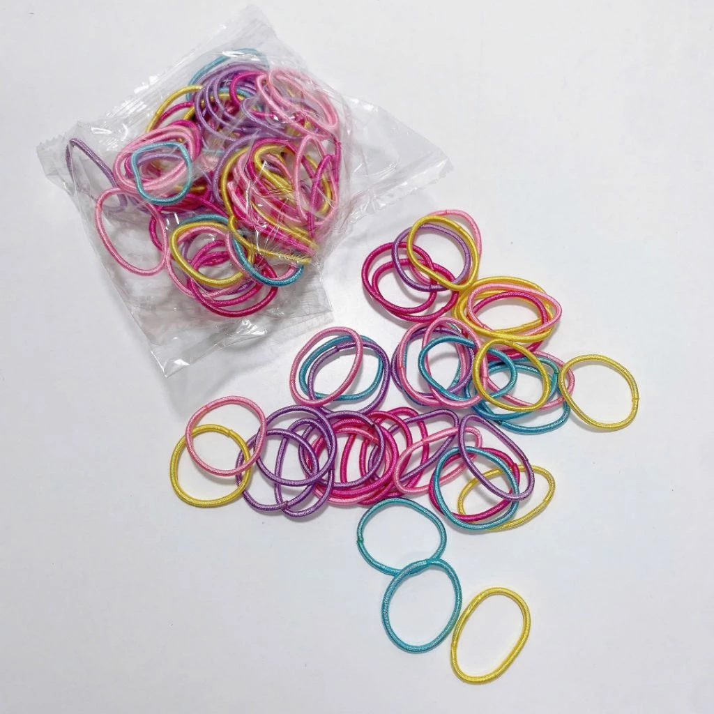 ( 100 SỢI KÈM TÚI ZIP ) Set 100 thun tóc nhiều màu kèm túi zip như hình, DÂY CỘT TÓC SIÊU DAI