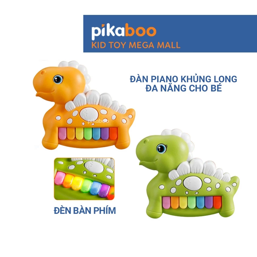 Đồ chơi đàn piano khủng long cho bé Pikaboo, âm thanh và chức năng đa dạng, chất liệu nhựa an toàn