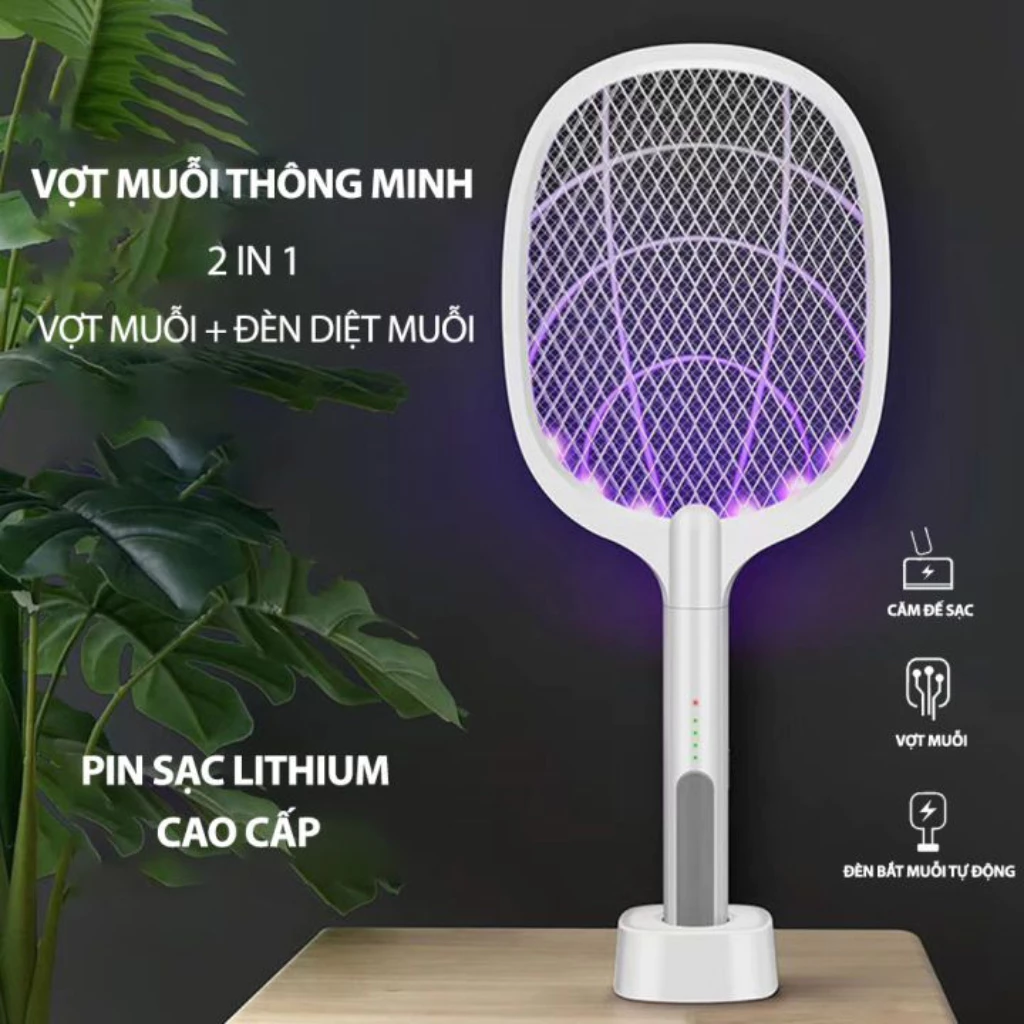 Vợt muỗi kiêm đèn bắt muỗi tự động Didooglt 2in1 pin 1200mAh tích hợp đèn led anh sáng cao cấp