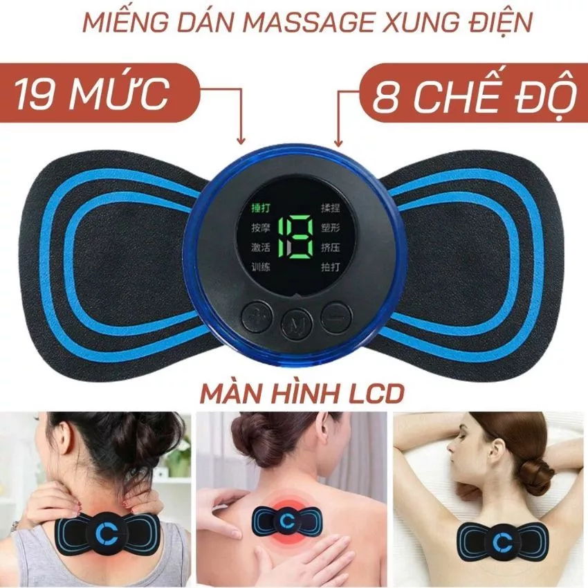 Miếng Dán Massage Xung Điện, Máy Massage Toàn Thân 8 Chế Độ Và 19 Cường Độ