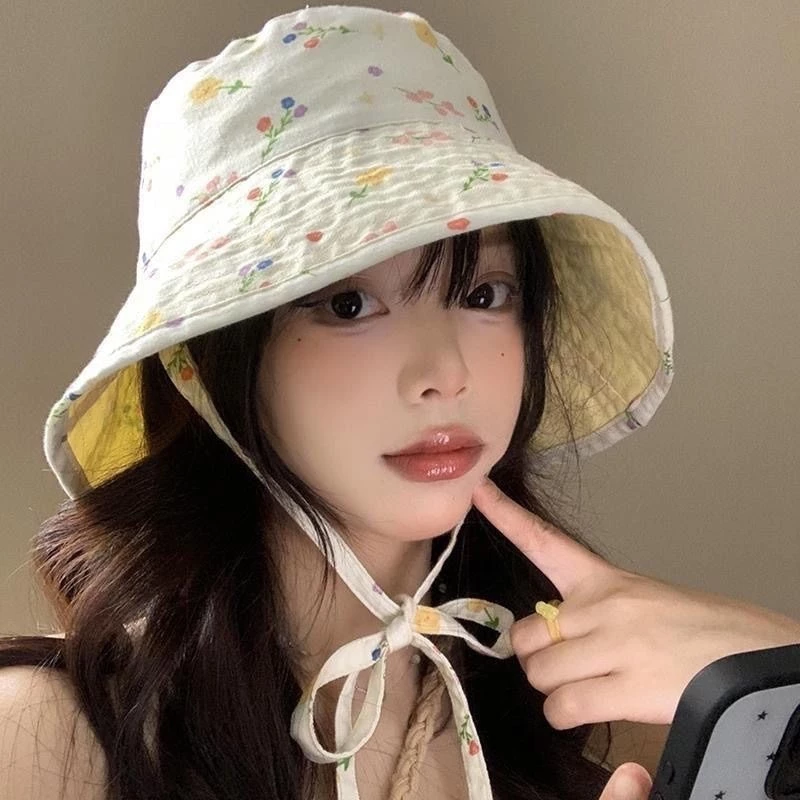 Nón Chống Nắng Hai Mặt Hoa Dễ Thương Ngọt Ngào Mùa Hè Chống Tia UV Mũ Bucket phong cách Hàn Quốc