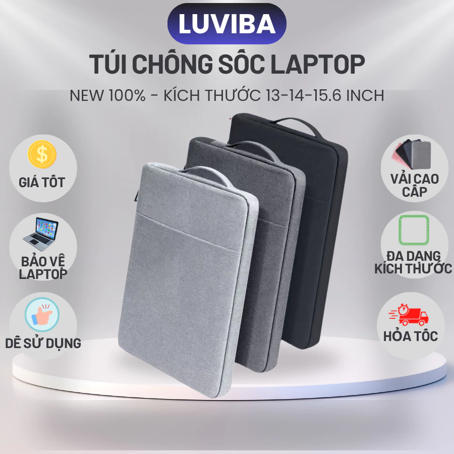 Túi chống sốc laptop 13 14 15.6 inch cao cấp, túi đựng bảo vệ laptop LUVIBA T1