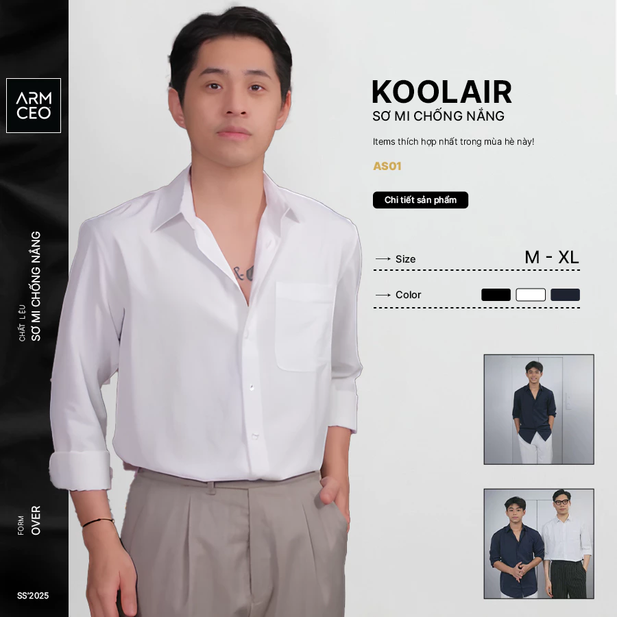 Sơ mi chống nắng Koolair ARMCEO cho cảm giác mặc siêu thoải mái -AS01