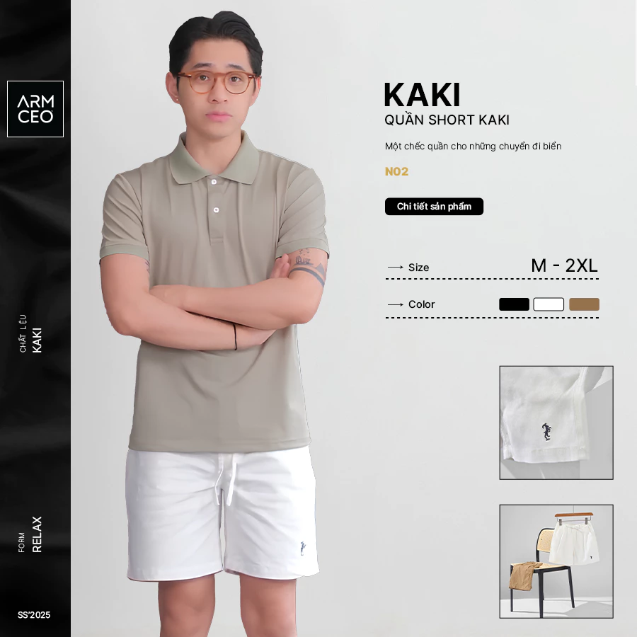 Quần short kaki ARMCEO co giãn cao cấp vừa thanh lịch vừa thoải mái -N02